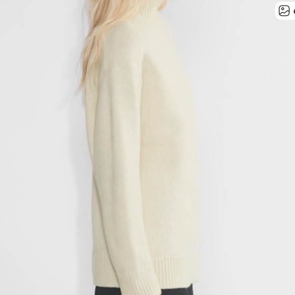 Aritzia Cream Turtleneck Sweater - Heather Birch Evita Merino Wool - Picture 3 of 4